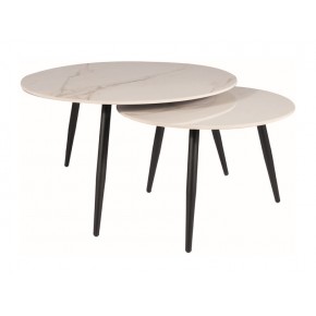 Комплект SIGNAL KORA D (2 стола журнальных) белый/черный мат